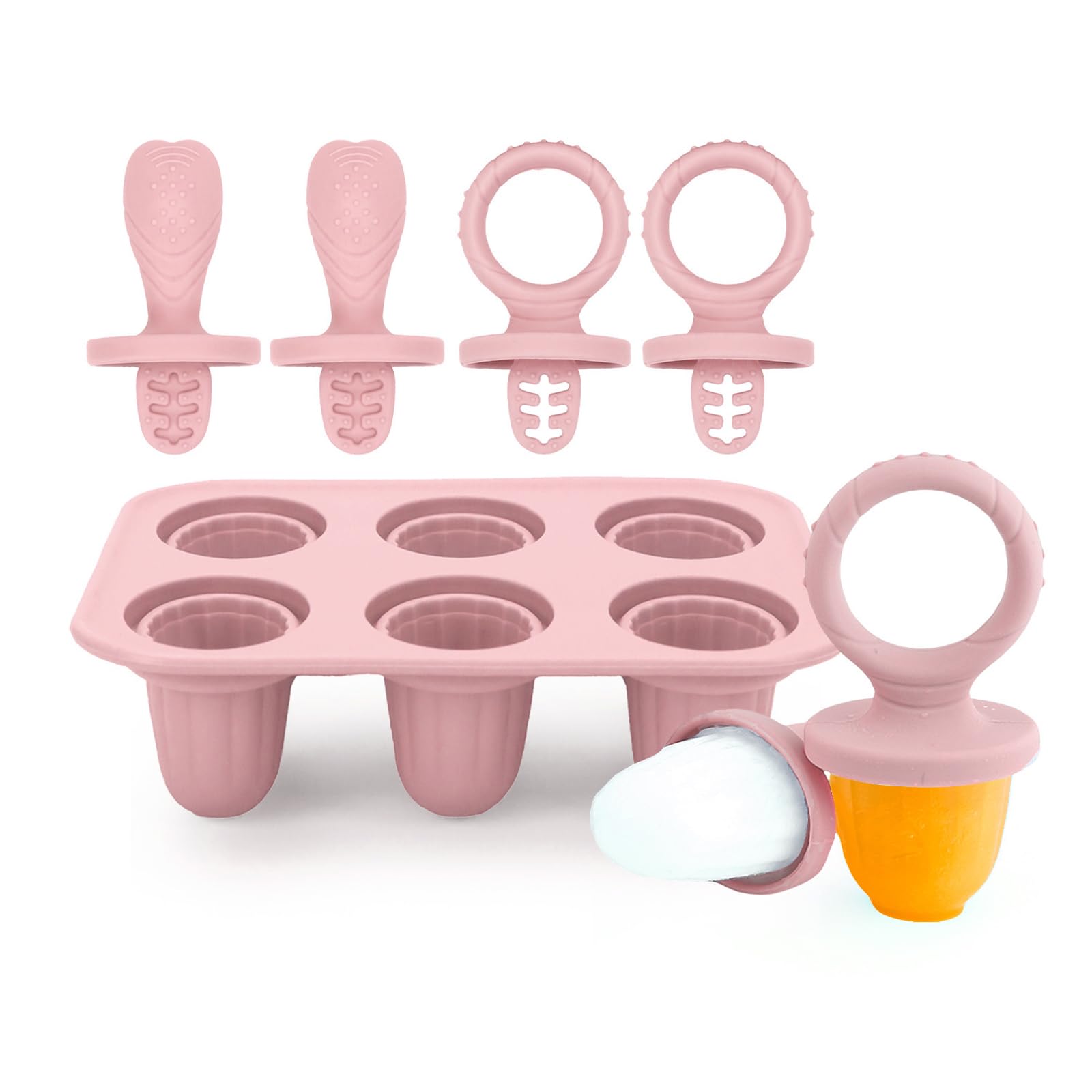 Ice Lolly Moulds, 6X 17ml Silicone Ice Lolly Mould, Ice Lolly Moulds Toddlers with Reusable Sticks Bpa-Free Safe Design Home for Ice Cream(Pink)