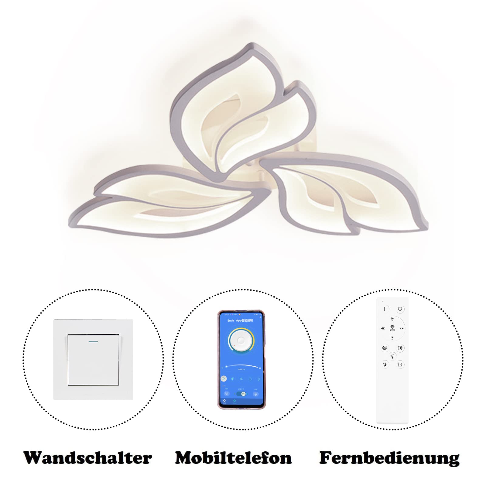 LED Deckenleuchte Dimmbar, 24W-48W Deckenlampe LED Wohnzimmerlampe mit Fernbedienung APP Farbwechsel - Moderne Wohnzimmerlampe Deckenleuchte Energie Sparen Dimming Deckenbeleuchtung Schlafzimmerlampe