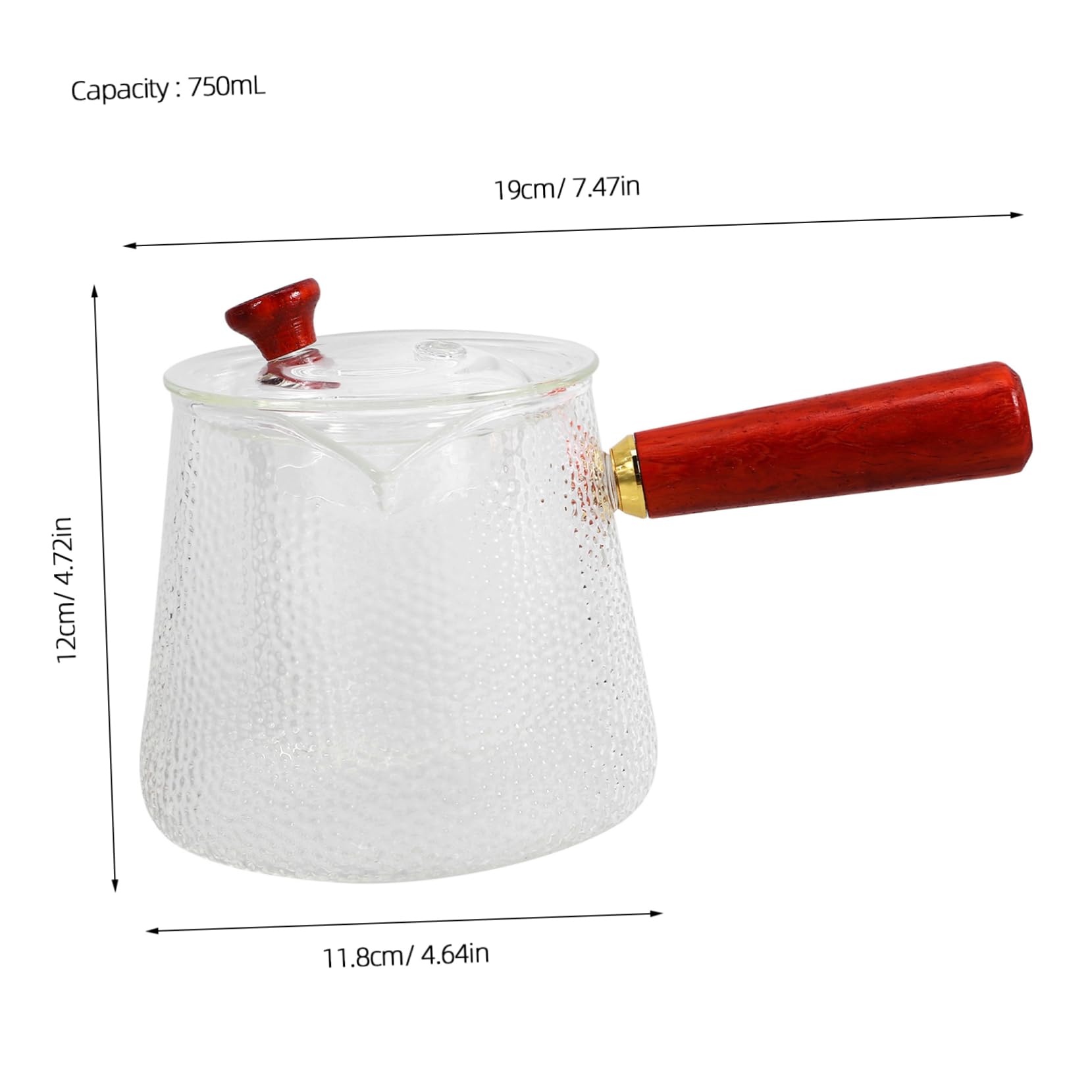 ULTECHNOVO Glaskessel mit Seitlichem Griff Teekanne aus Glas für Losen Tee Teebereiter mit Komfortablem Griff für Zuhause und Partys
