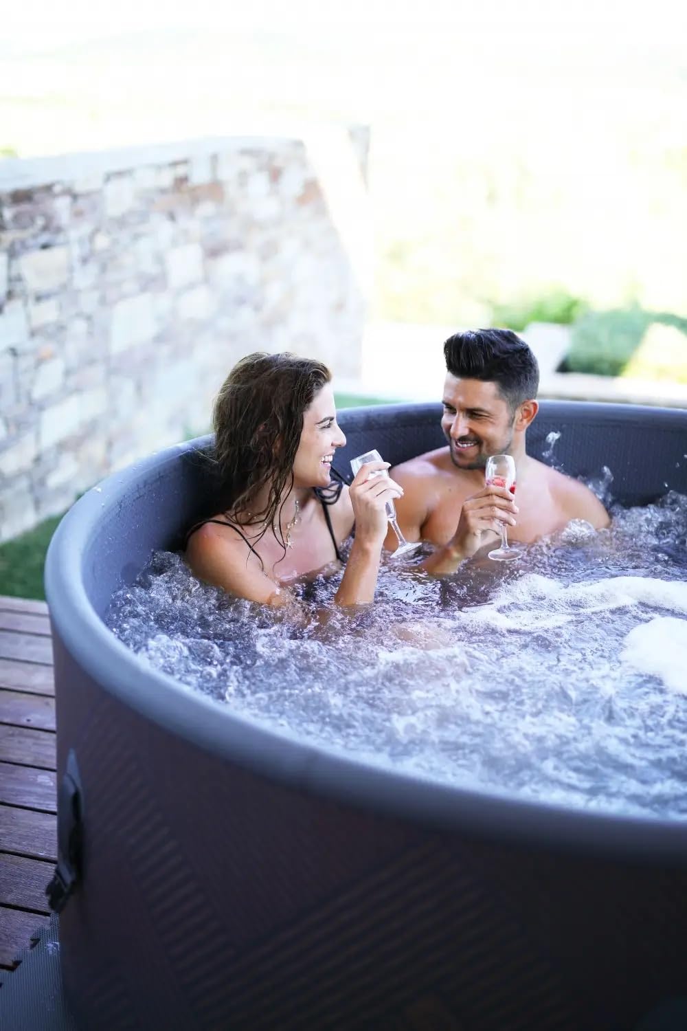 MSPA Whirlpool Mono - whirlpool hinchable para 6 personas, 173 x 173 x 70 cm, 138 chorros de masaje con 3 niveles de intensidad, spa para interior y exterior, resistente al invierno y uso durante todo
