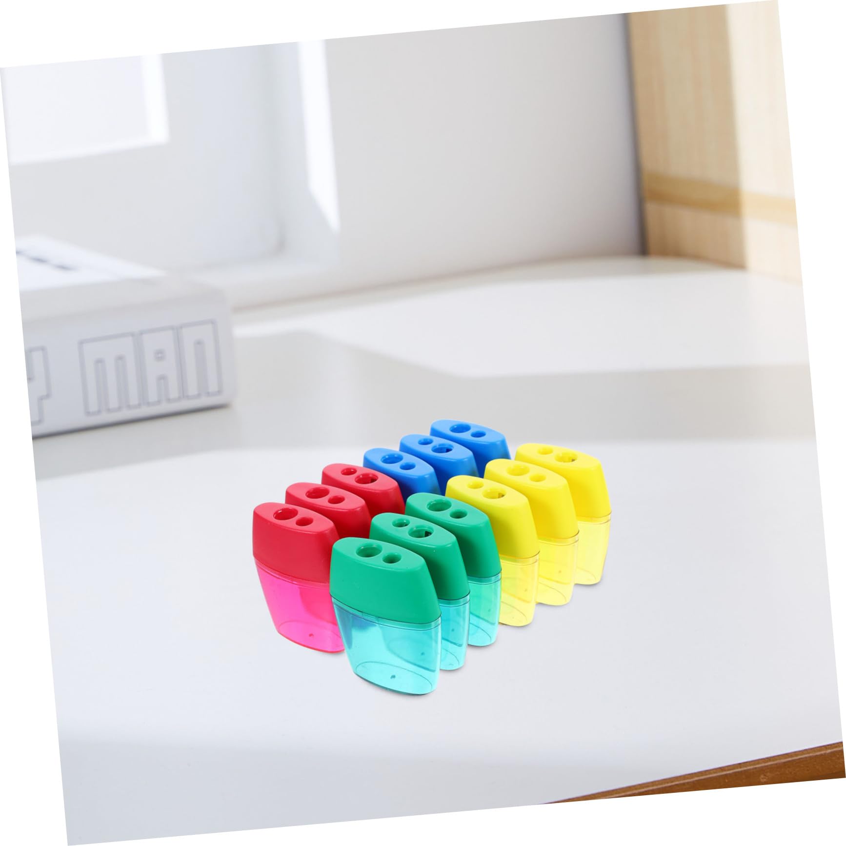 12 Temperamatite Manuali Con Contenitore Per Trucioli - Colorati Per Bambini E Scuola (Colori Assortiti) - 5