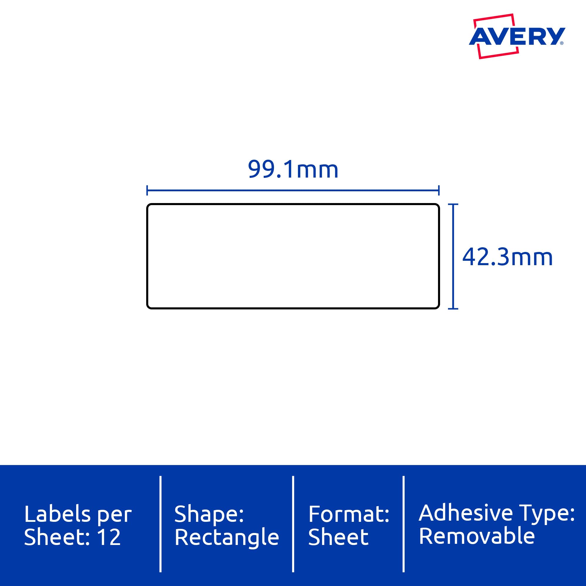 Avery - Etichette rimovibili per stampanti laser, resistenti all'acqua, 99,1 x 42,3 mm, 240 etichette (959208 / L4776REV)
