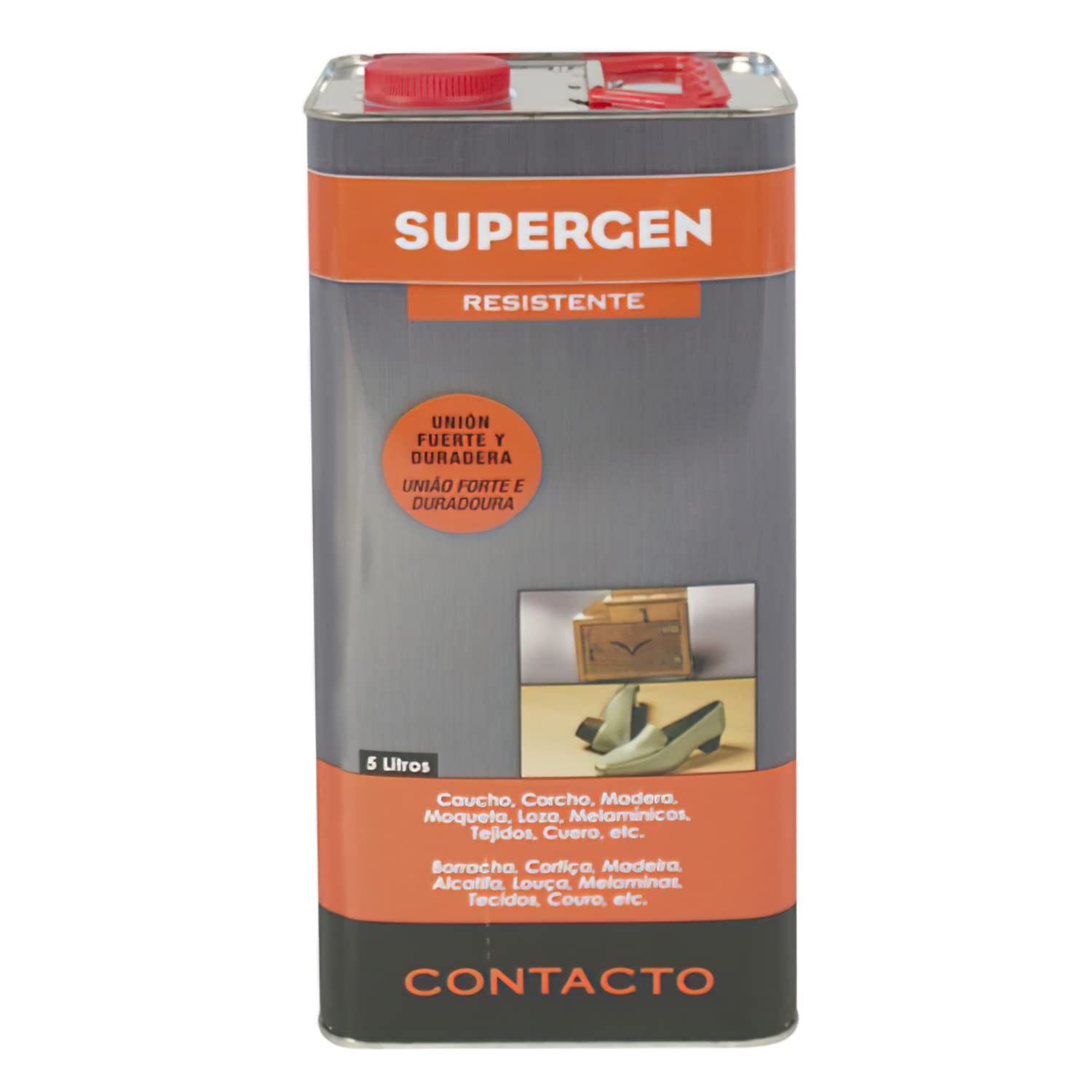 Supergen adhesivo contacto resistente en lata cuadrada, 5 L