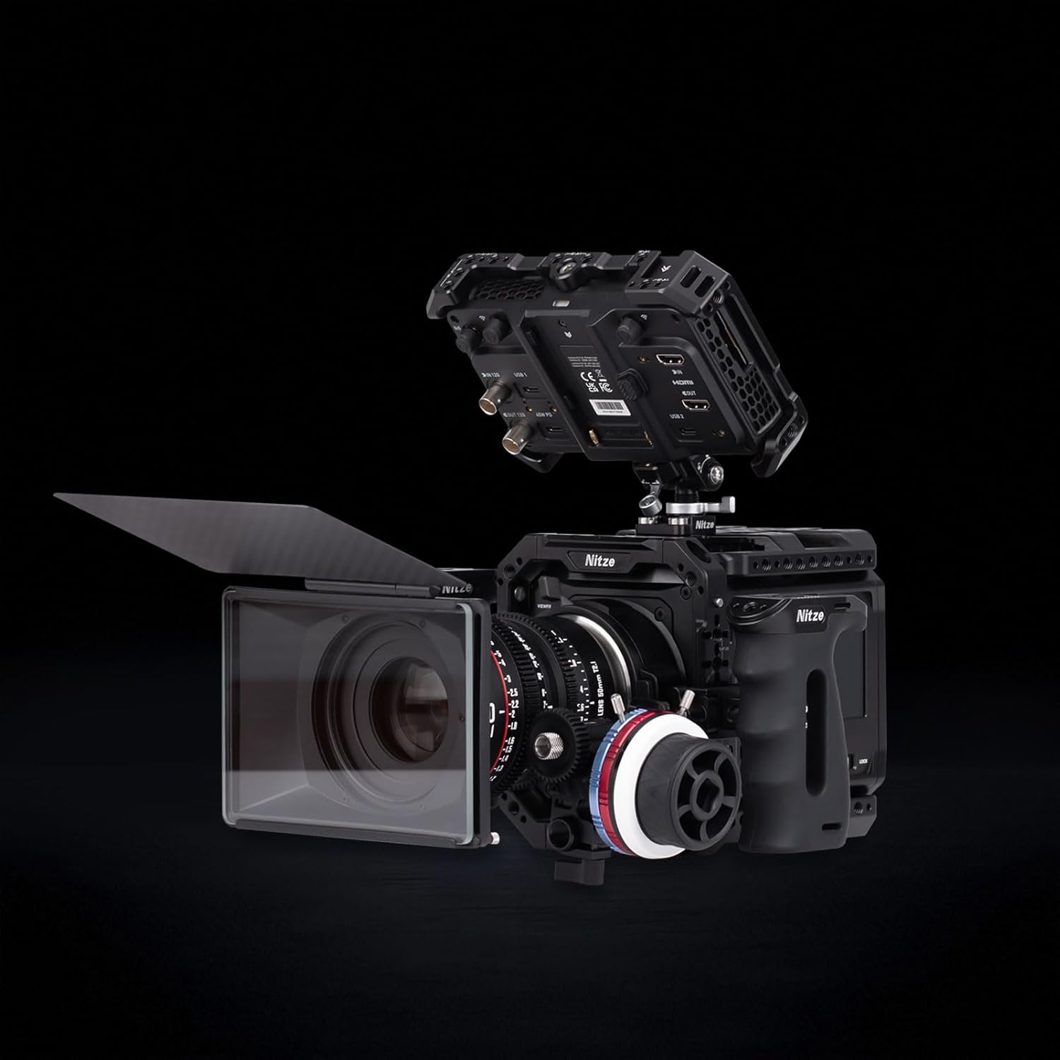 Nitze Cage for Atomos Ninja TX Monitor/Recorder, with Built-in Cold Shoe and NATO Rail - JT-A08A