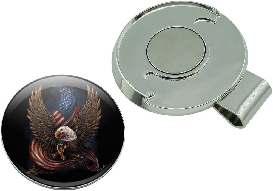 review GRAPHICS & MORE Patriotic Bald Eagle American USA Waving Flag Golf Hat Clip with Magnetic Ball Marker