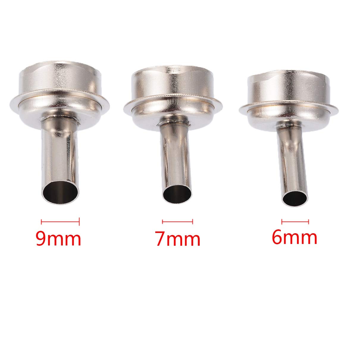 Anncus 3pcs/Set Hot air Gun Nozzles 6/7/9mm 45 Degree Bent Curved Heat Nozzle for Quick 861DW Soldering Station