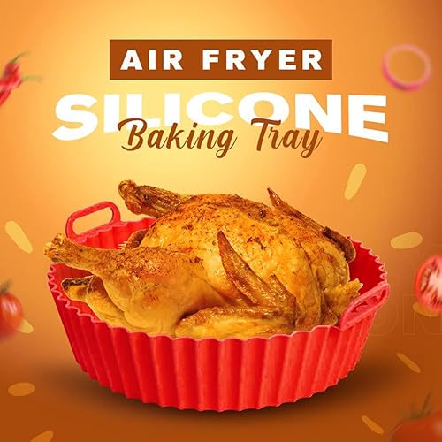 Miniatura 2 de Bandeja de silicona para hornear para freidora de aire, forros de silicona reutilizables para freidora de aire para canasta de 5 a 8 cuartos de