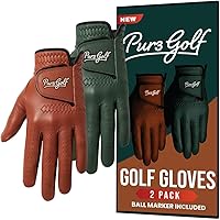 PUR3 Cabretta Leather Golf Gloves Men 2 Pack | Heritage Collection with Ball Marker | Left & Right Hand Fit
