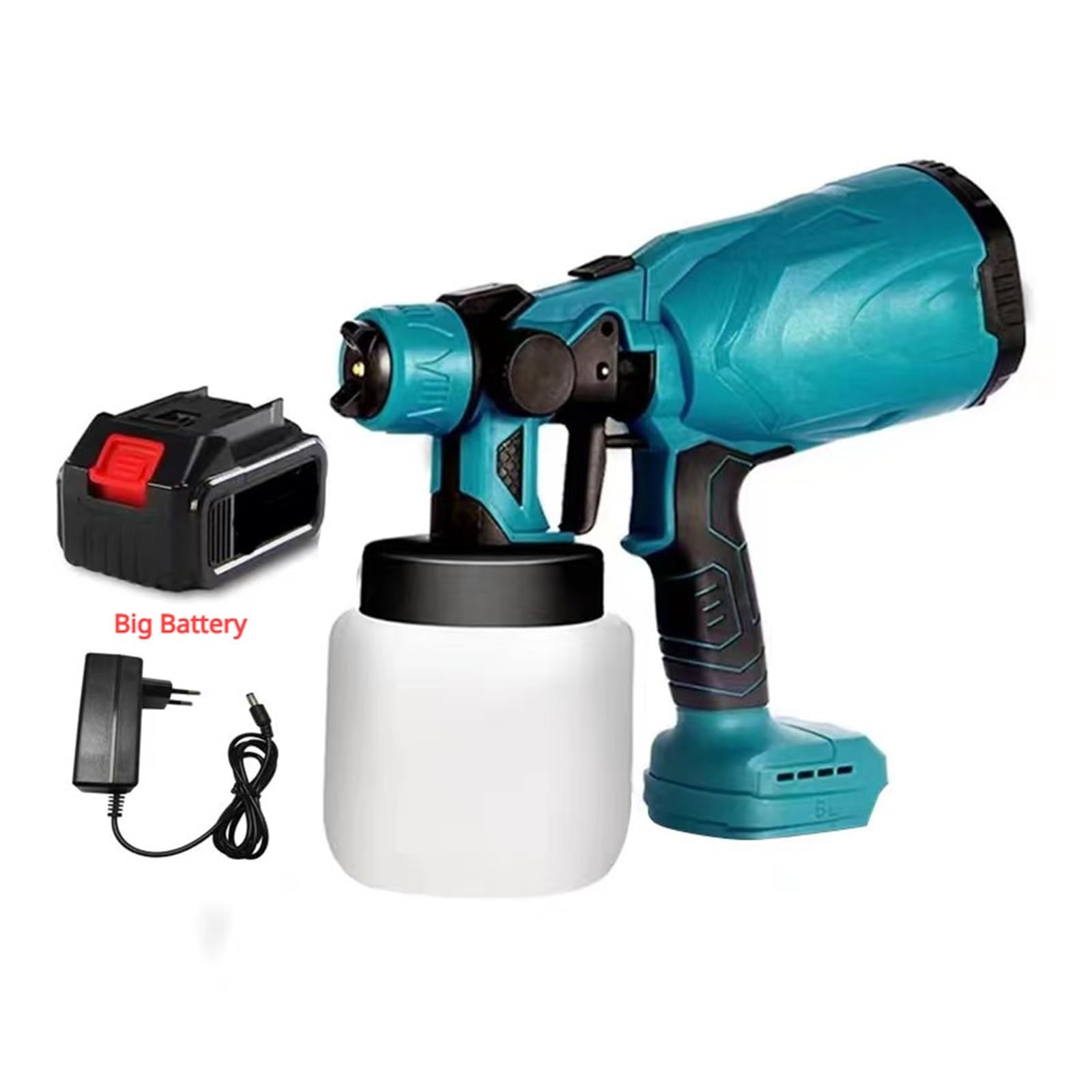 Elektryczny pistolet natryskowy bezprzewodowy pistolet natryskowy do malowania mebli samochodowych stalowy pistolet natryskowy kompatybilny z akumulatorem 18 V(1 Big Battery)