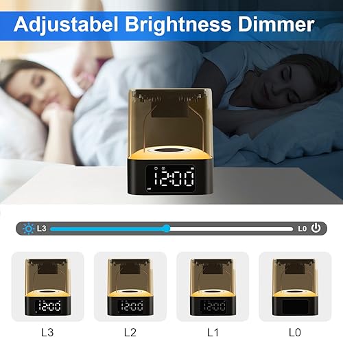 Miniatura 5 de JALL Altavoz Bluetooth con luz nocturna, actualizado 2025 reloj despertador con lámpara de noche cambiante multicolor, las mejores ideas de