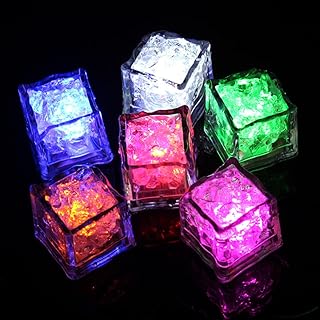 Mekek Light Up Ice Cubes,12 Pack Luminous LED Ice Cubes for Drinks, Multi Color Super Bright Reusable Glow Ice Cubes for Club Bar Party Wedding Decor, Colorful Slow Flash