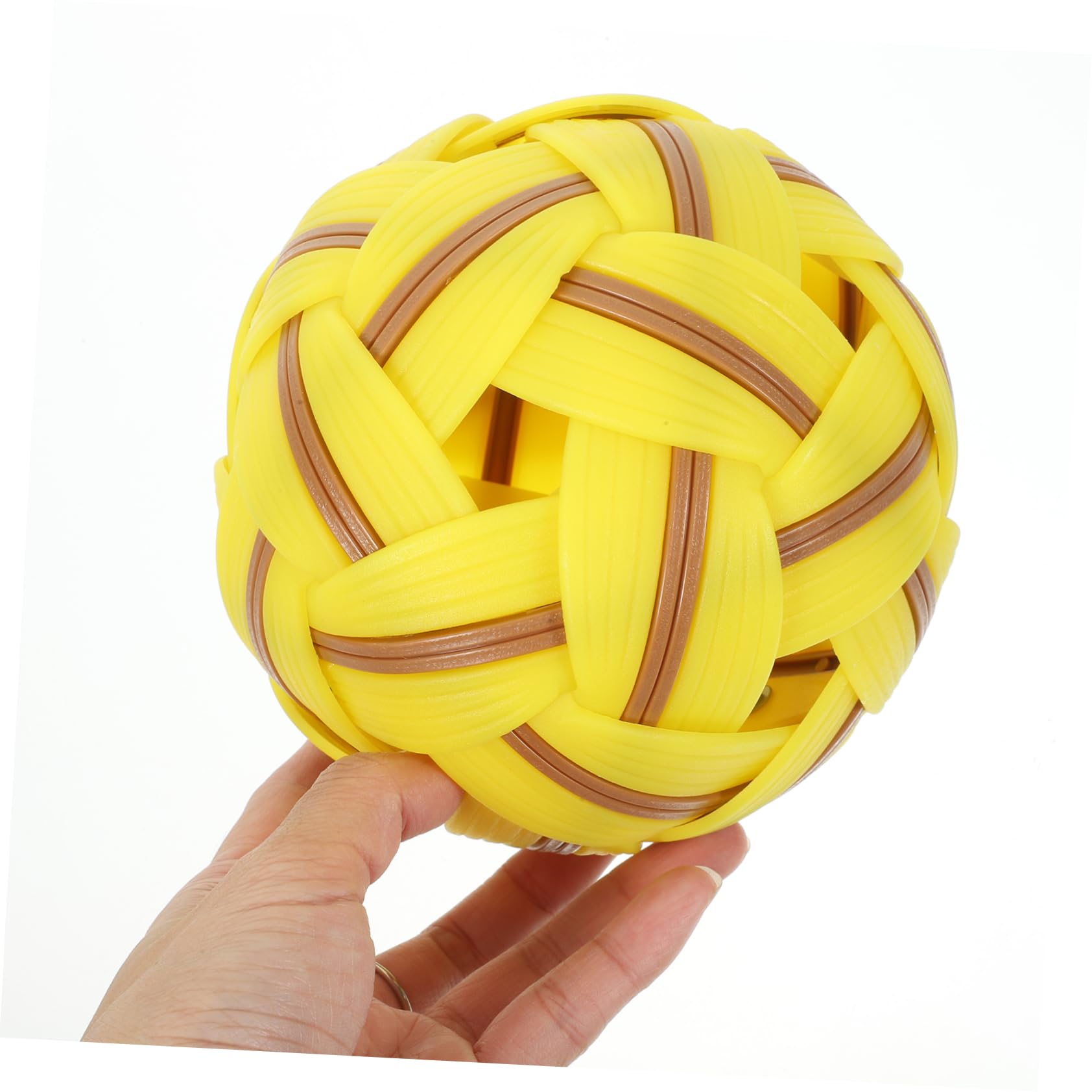 VICASKY Juguete de Fútbol de Plástico Resistente para Exteriores Bolsa de Red, Balón Tejido Amarillo Adecuado para Niños y Almacenamiento Fácil