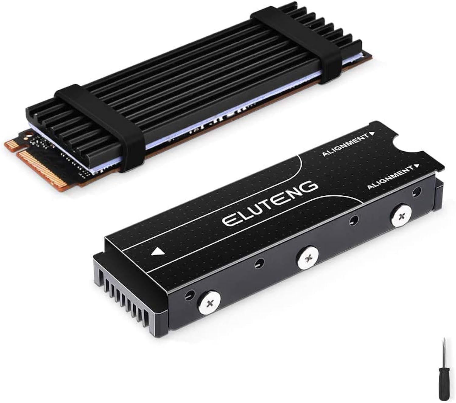 ELUTENG M.2 SSD NVME Heatsink 2280 Support Double Sided M2 SSD Cooling with Thermal Silicone Pads Cooler for PC/PS5/PS5 Slim Internal Storage PCIE NVME or NGFF SATA M.2 SSD Installation