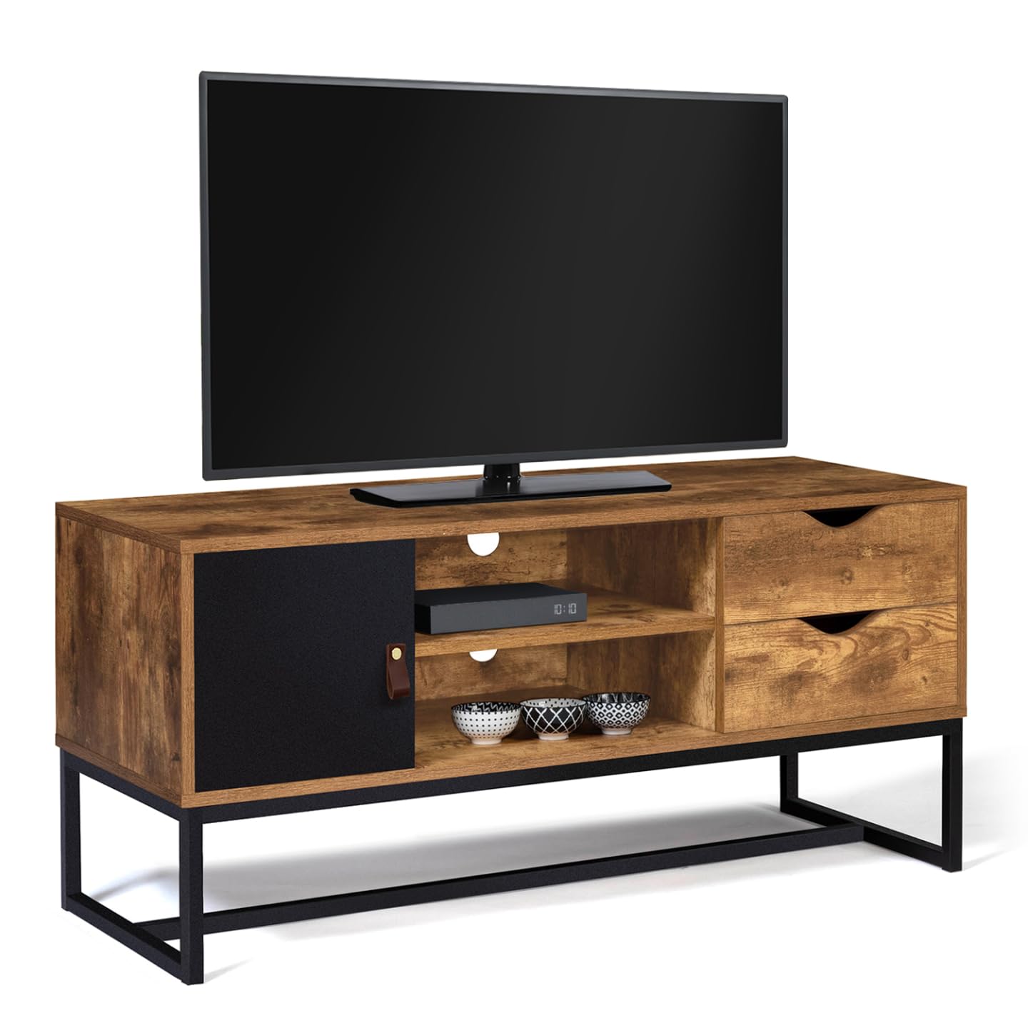 IDMarket - Meuble TV 110 cm Chicago 2 tiroirs Design Industriel