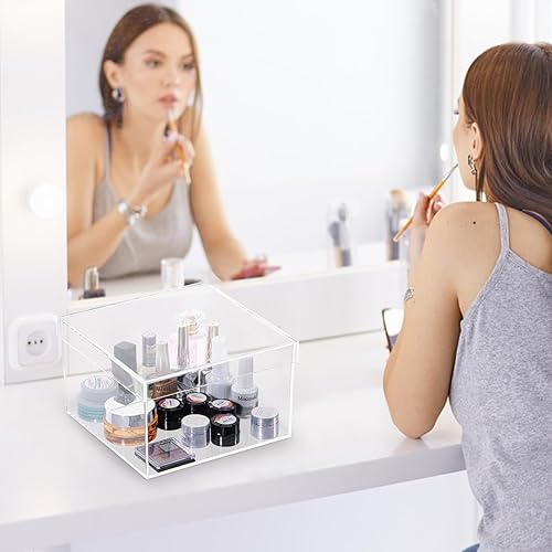 Miniatura 14 de Cajas de cubo cuadradas de acrílico transparente, contenedores cuadrados de plástico con tapa, organizador de almacenamiento de plástico de 5.9 x