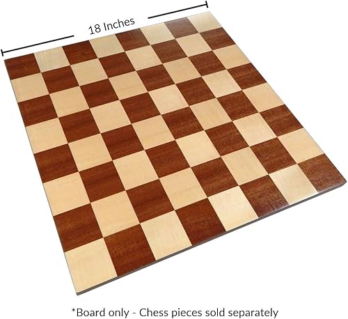 Miniatura 2 de Zelus - Tablero de ajedrez para torneo sin bordes con incrustaciones de madera de caoba, grande de 18 x 18 pulgadas, solo tabla
