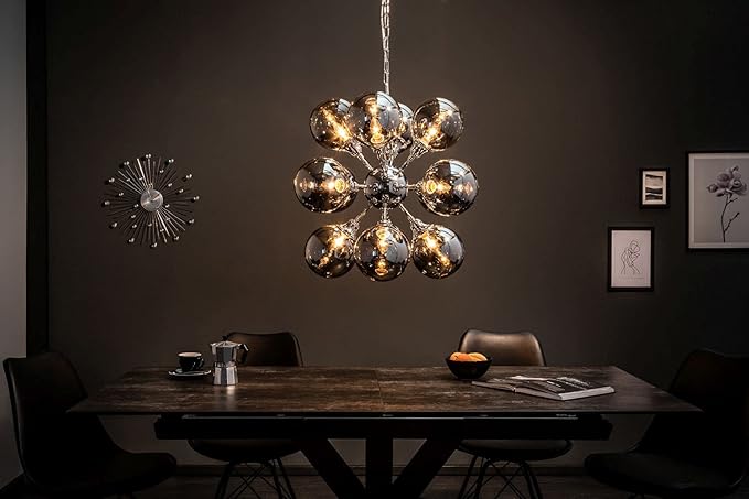 Licht-Erlebnisse Glanzende hanglamp glas metaal bal schermen in zilver eettafel woonkamer hanglamp MONAVA