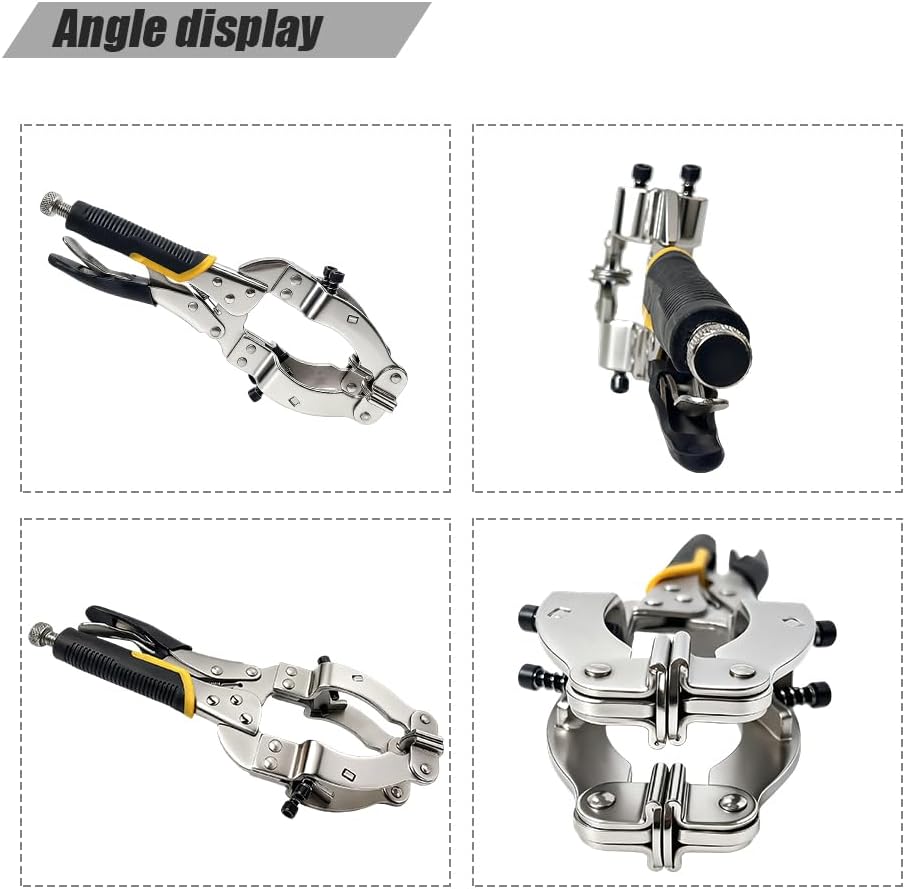 GOLICC Locking C-Clamp Pipe and Tube Clamp with 4 Pads, 11 Inch Heavy Duty Adjustable Welding Clamp for Round Tube, 2" to 3.5" Capacity, Replacement for Popular Welding & Woodworking Clamps