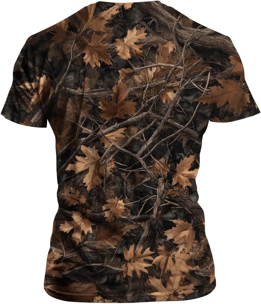 Funny Tree Camo Graphic T-Shirt Novelty Short Sleeve Crewneck Shirt - Image 3