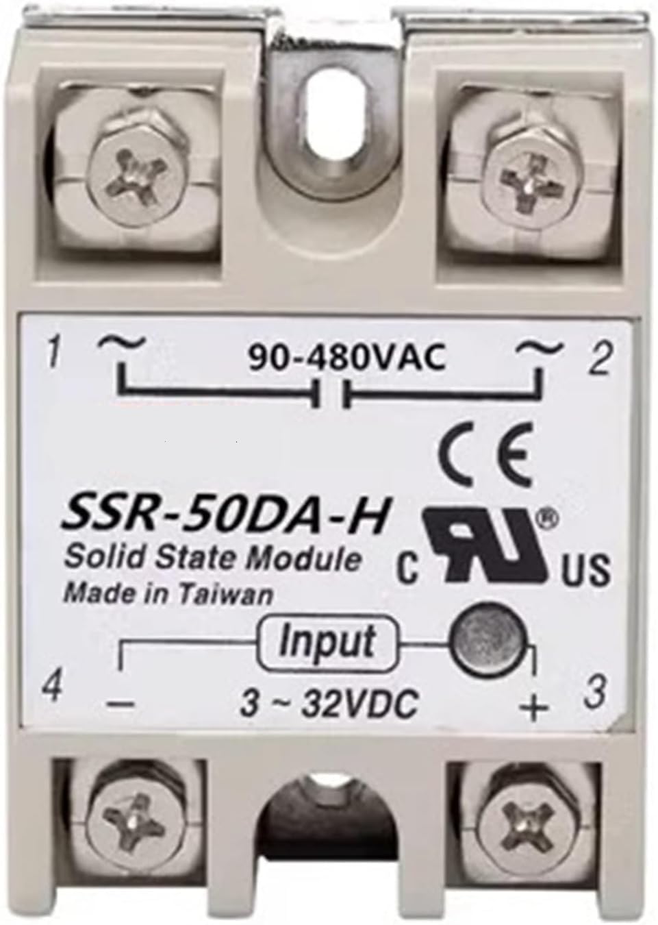 SSR-10DA-H SSR-25DA-H SSR-40DA-H SSR-50DA-H SSR-60DA-H SSR-75DA-H Solid State Relay Module 4-32V Input 90-480V AC(SSR-100DA-H)