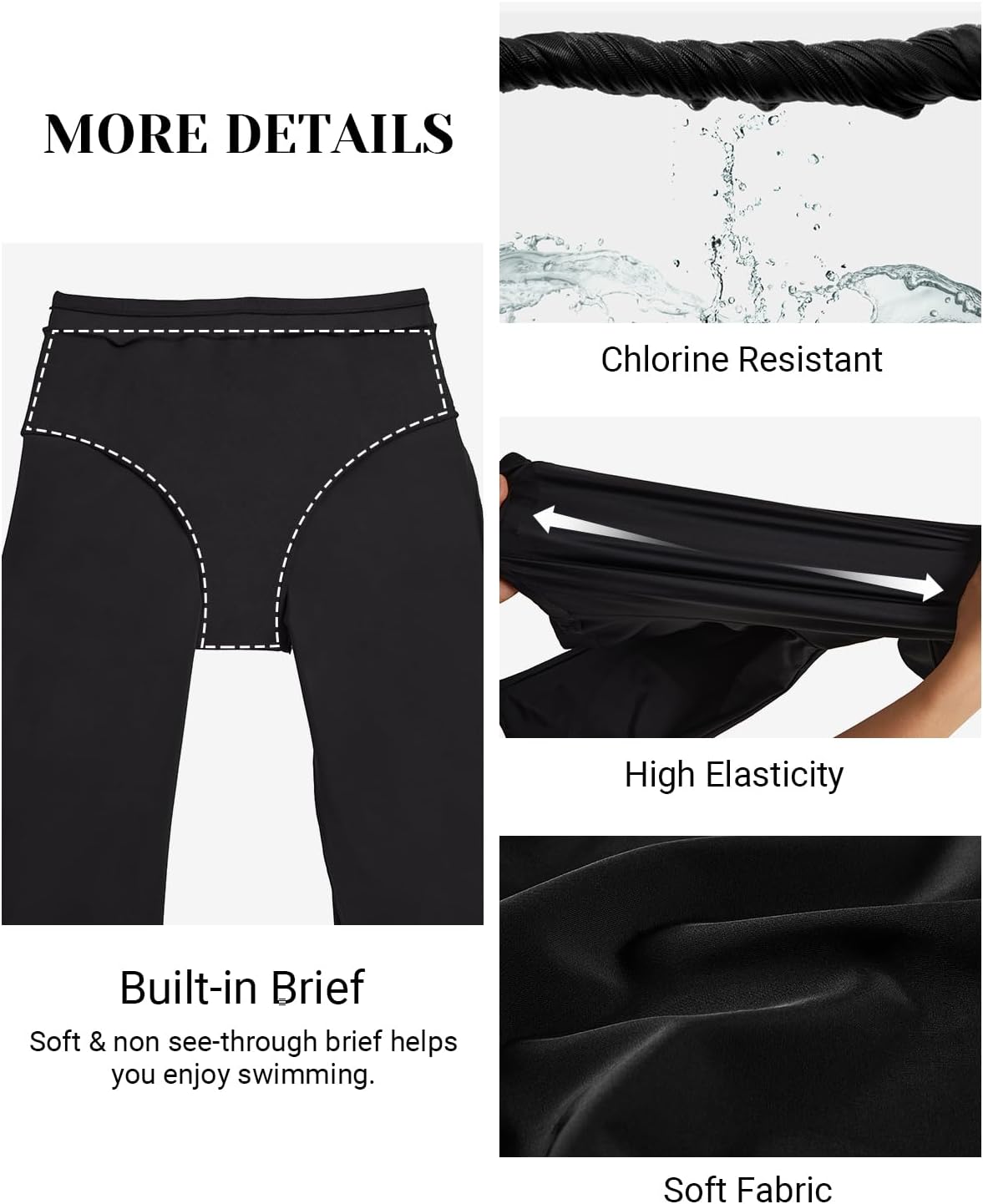 Holipick Plus Size Swim Pants for Women Swim Capris High Waisted Swim Leggings UPF 50+ Long Swim Shorts - Image 5