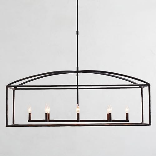 Lámpara lineal de hierro forjado, lámpara lineal Fallon de hierro forjado (bronce)