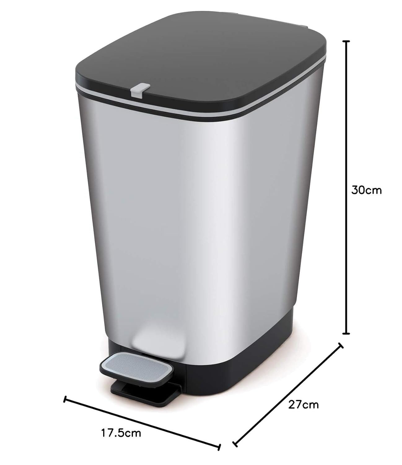 Keter Kis Chic Waste Container, Silver, 10 lt. 18 X 27X 30 H