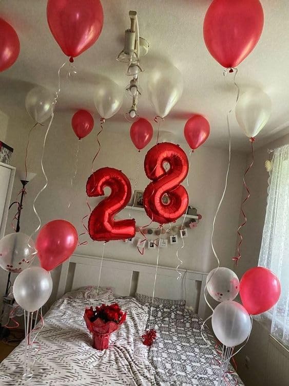 Image of Red Number 8 Balloon 40 Inch, 8th Birthday Party Decorations, Giant 8 Foil Balloon for Party Supplies