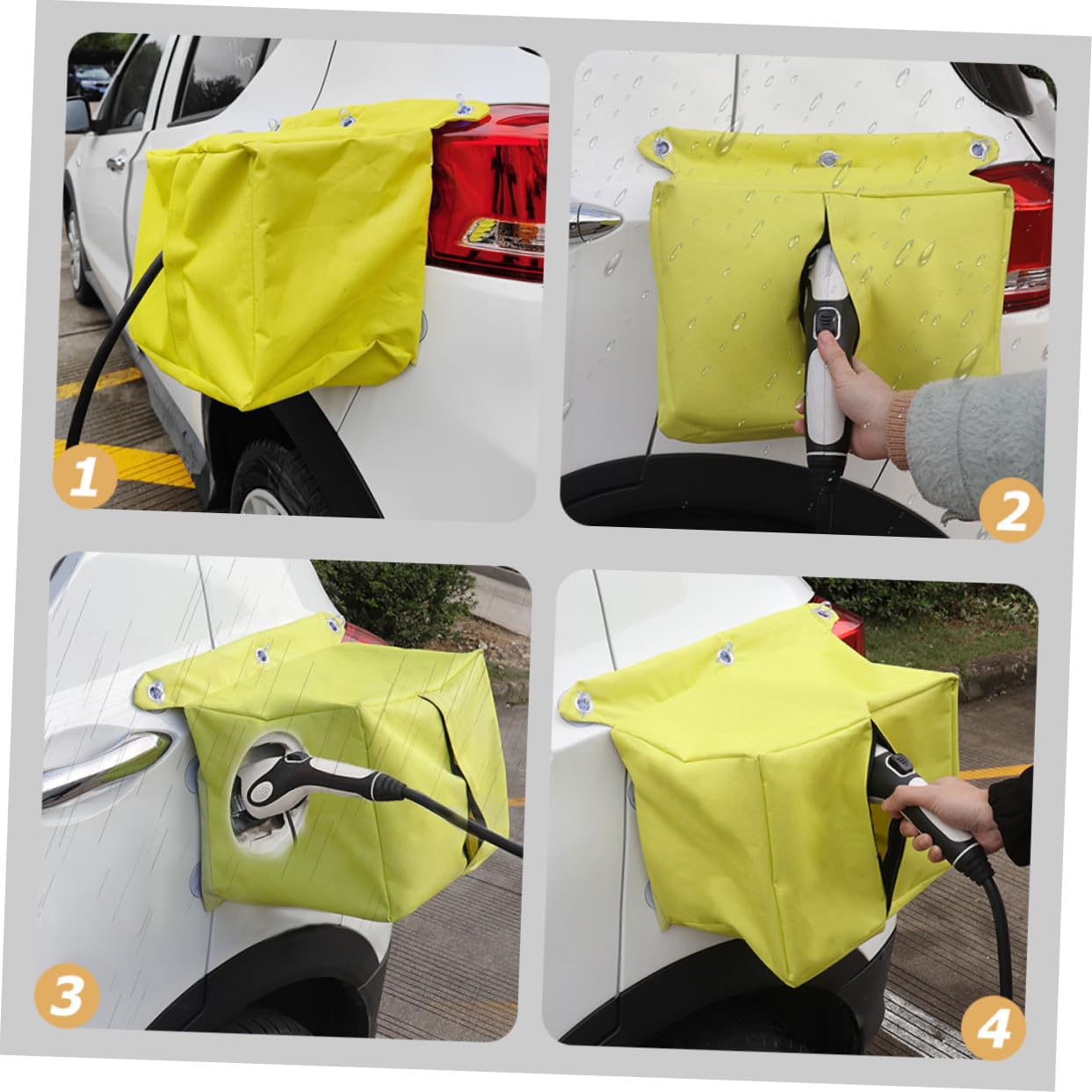 Housse de Protection Jaune pour Chargeur de Véhicule Électrique Résistante à Neige Gel Imperméable en Tissu Oxford pour Usage Extérieur en Hiver