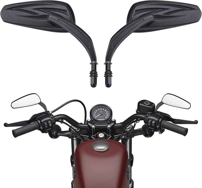 Motorcycle Rear View Mirrors Motorcycle Mirrors Long Stem Compatible with Dyna Softail Sportster Road King Street Glide Road Glide 1982-2024 2025 Teardrop