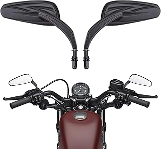 KEMIMOTO Motorcycle Mirrors Handlebar Motorcycle Rear View Mirrors Long Stem for Dyna Softail Sportster Road King Street Glide Road Glide 1982-2024 2025 Teardrop Black