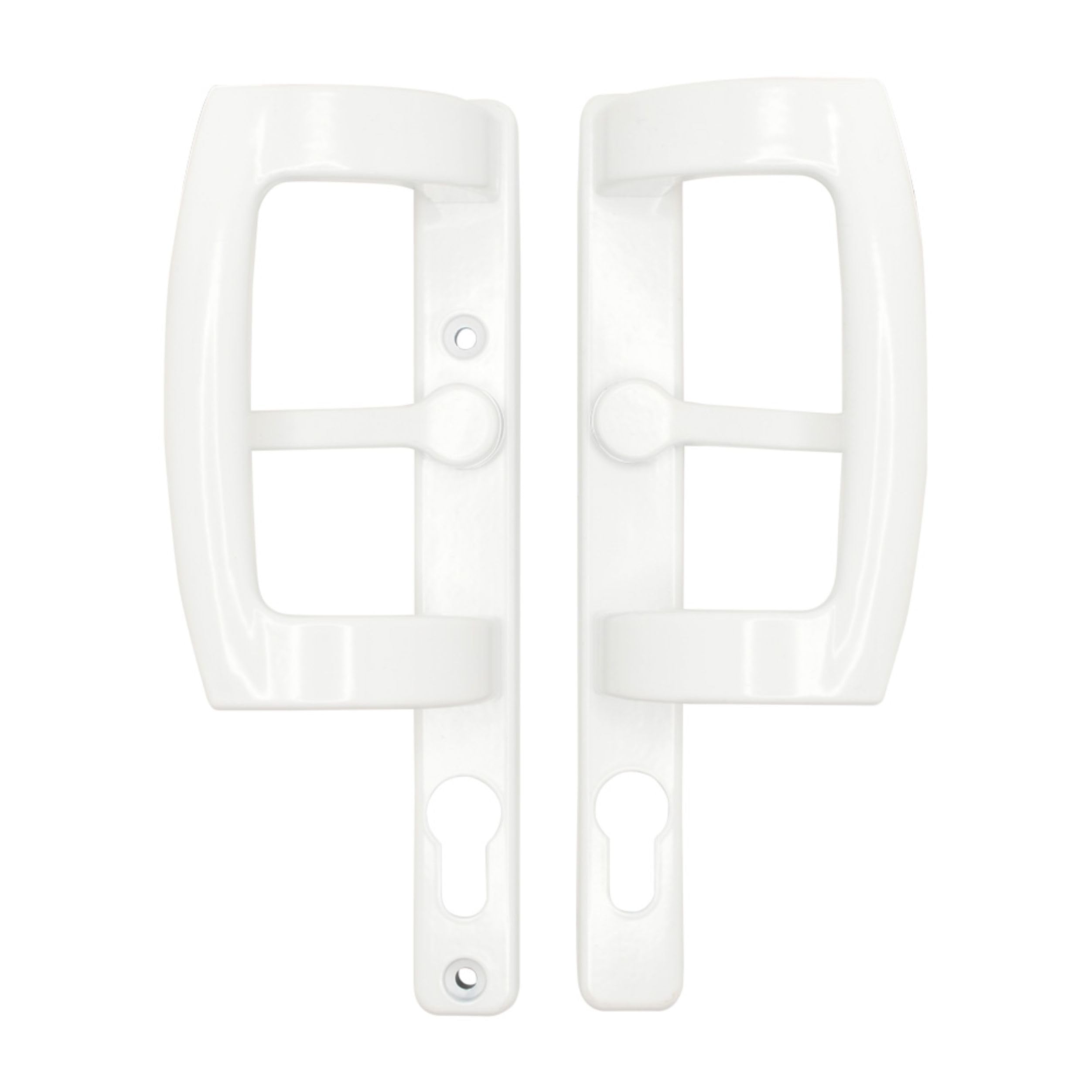 TSS uPVC Sliding Patio Door Handle Set – 92mm PZ | 154mm Screw Centres | Inline Exterior/Interior Lever Handles | White Powder-Coated Finish | Replacement Patio Door Handle with Fixings & Spindle
