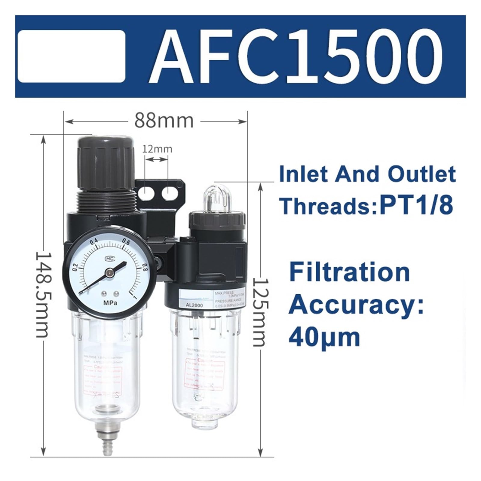 AR/AFR/AFC Jednostka uzdatniania powietrza Separator oleju i wody filtr regulatora ciśnienia (AFC1500)