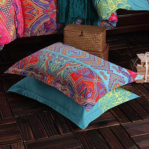 HNNSI Exotic Striped Bohemia Pillow Shams King Size 2 Pieces,100% Brushed Cotton Thick Boho Pillow Cases Bohemian Pillow Covers,20