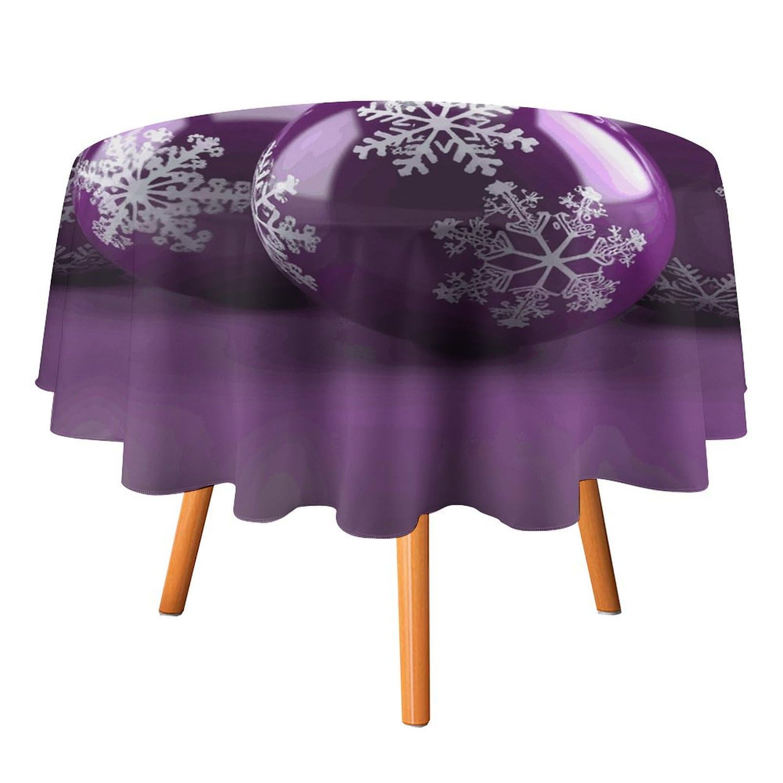 Nappe ronde violette infroissable pour effacer les taches de Noël