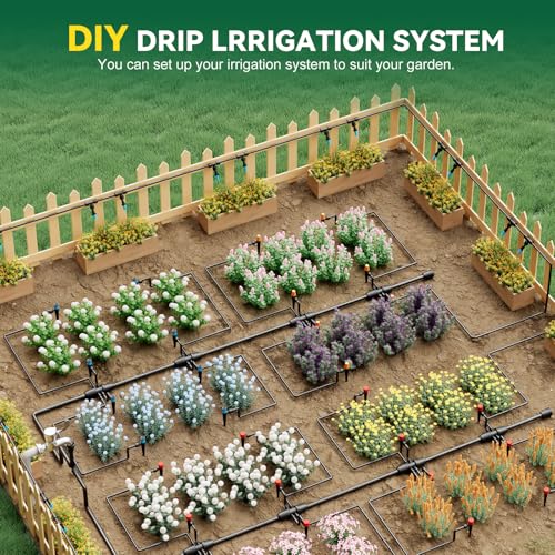 Drip Irrigation System for Garden, 2026-Upgraded Quick Connect Garden Watering Kit All-in-One with 1/2 inch 1/4 inch Irrigation Tubing for Garden, Lawn, Greenhouse, Raised Beds (91FT) — view 4