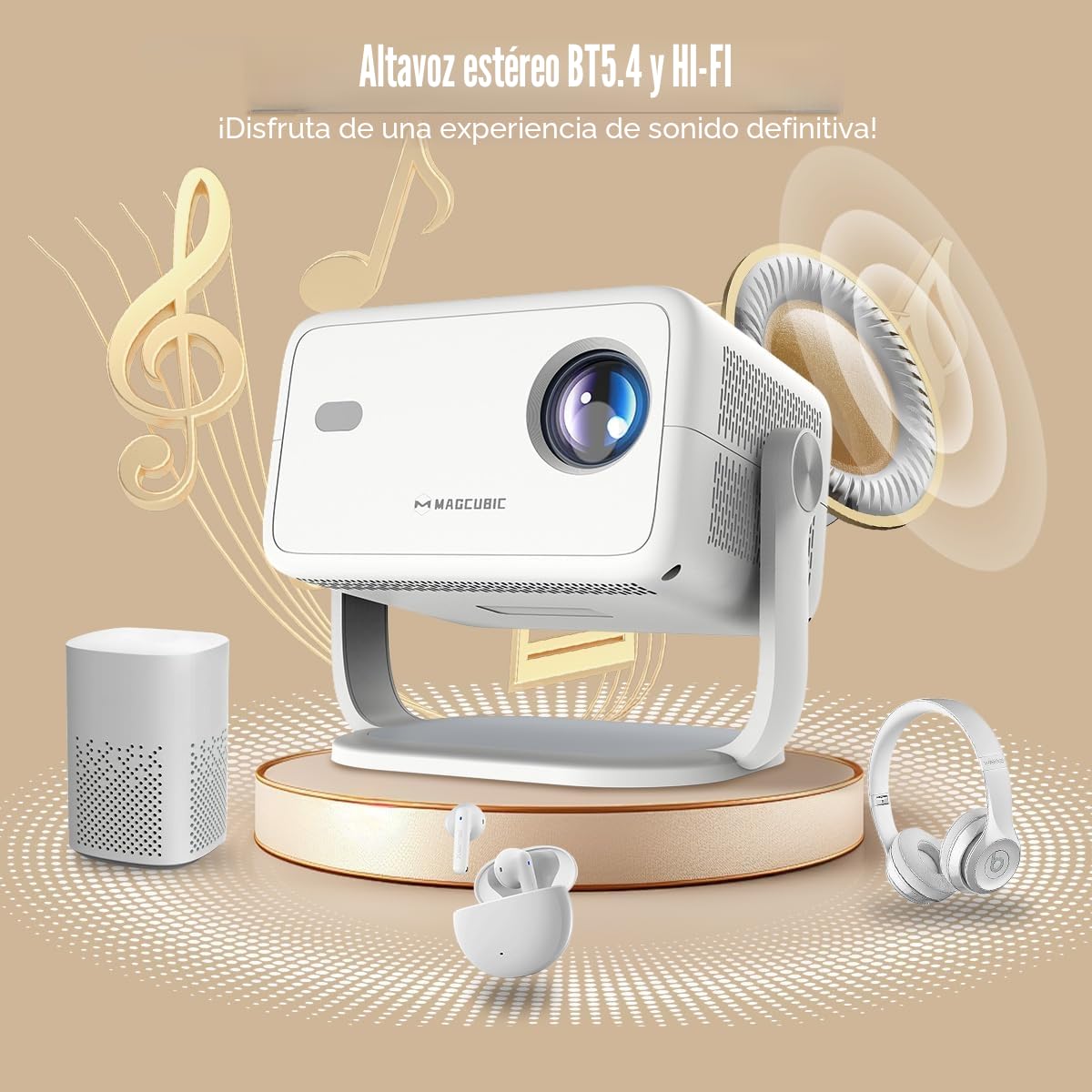Magcubic Mini Proyector 4K Portatil 1080P Nativo & 400 ANSI Lumen, Android 14, WiFi 6 BT 5.4, Rotacion 180, Enfoque Electrico, HDMI USB, Cine en Casa Exterior Camping, Diseno Futbol WM 2026 (L018)
