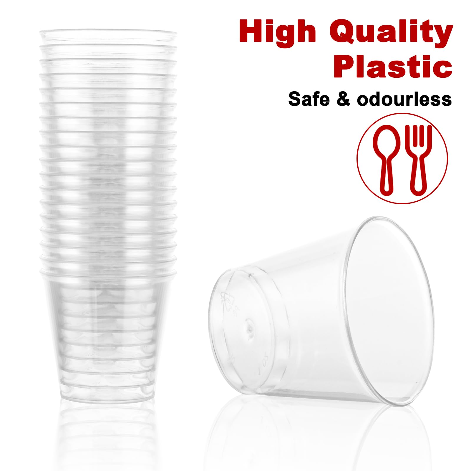 Lot de 500 Verres à Shot en Plastique, 3 cl/30 ml Gobelet Reutilisable, Verres à Liqueur, Transparent Verre en Plastique, Pour dégustations, fêtes