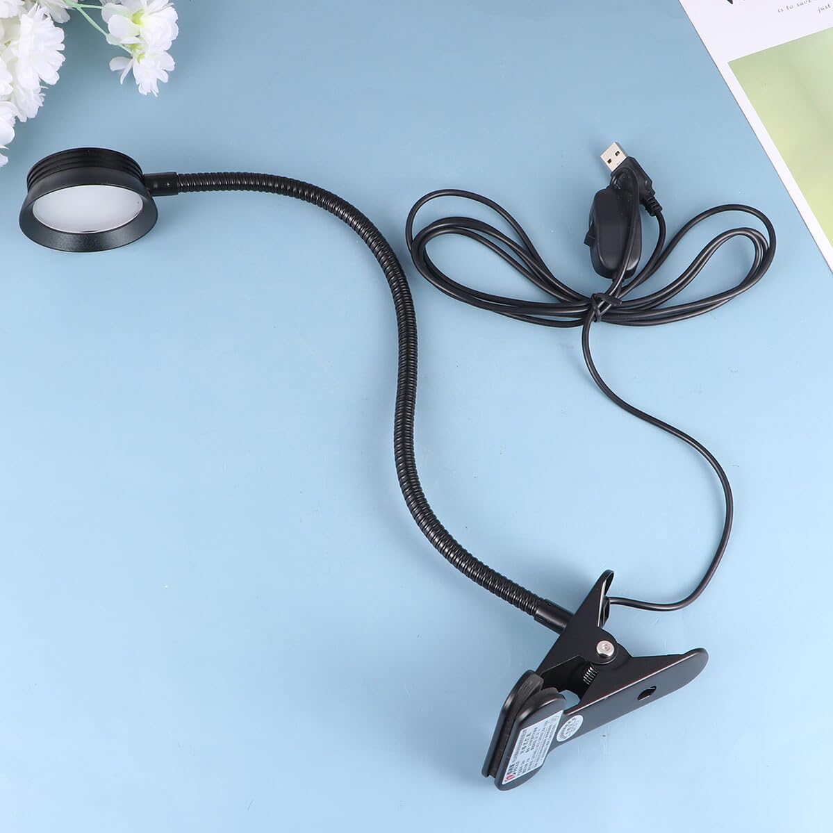 Lampada da Lettura a Clip LED 4w Collo Flessibile e USB | Morsetto Robusto Nero, Cavo USB Incluso, Posizionamento Regolabile per Lettura a Letto e Hobby