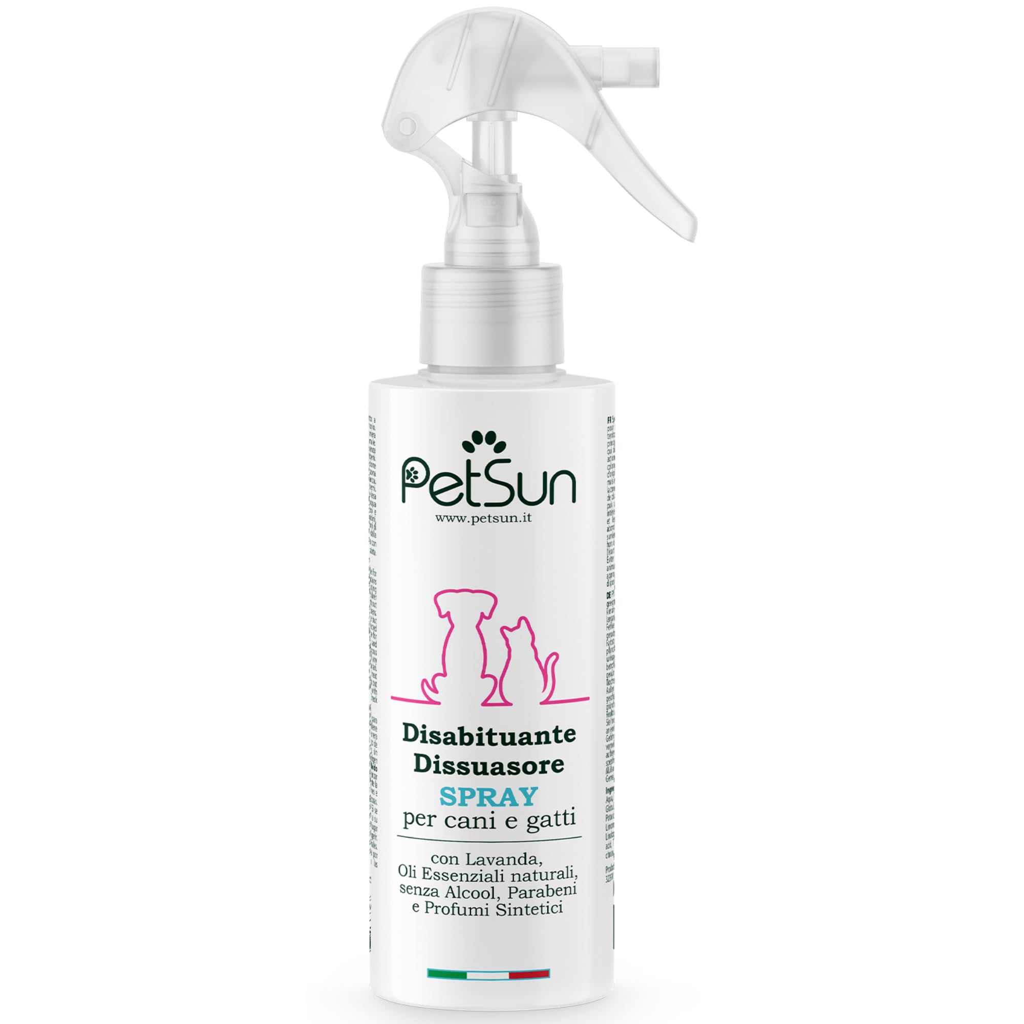PetSun Disabituante per Cani e Gatti - Repellente - Spray Naturale - Anti Urina e Odori per Interni ed Esterni - 250 ml