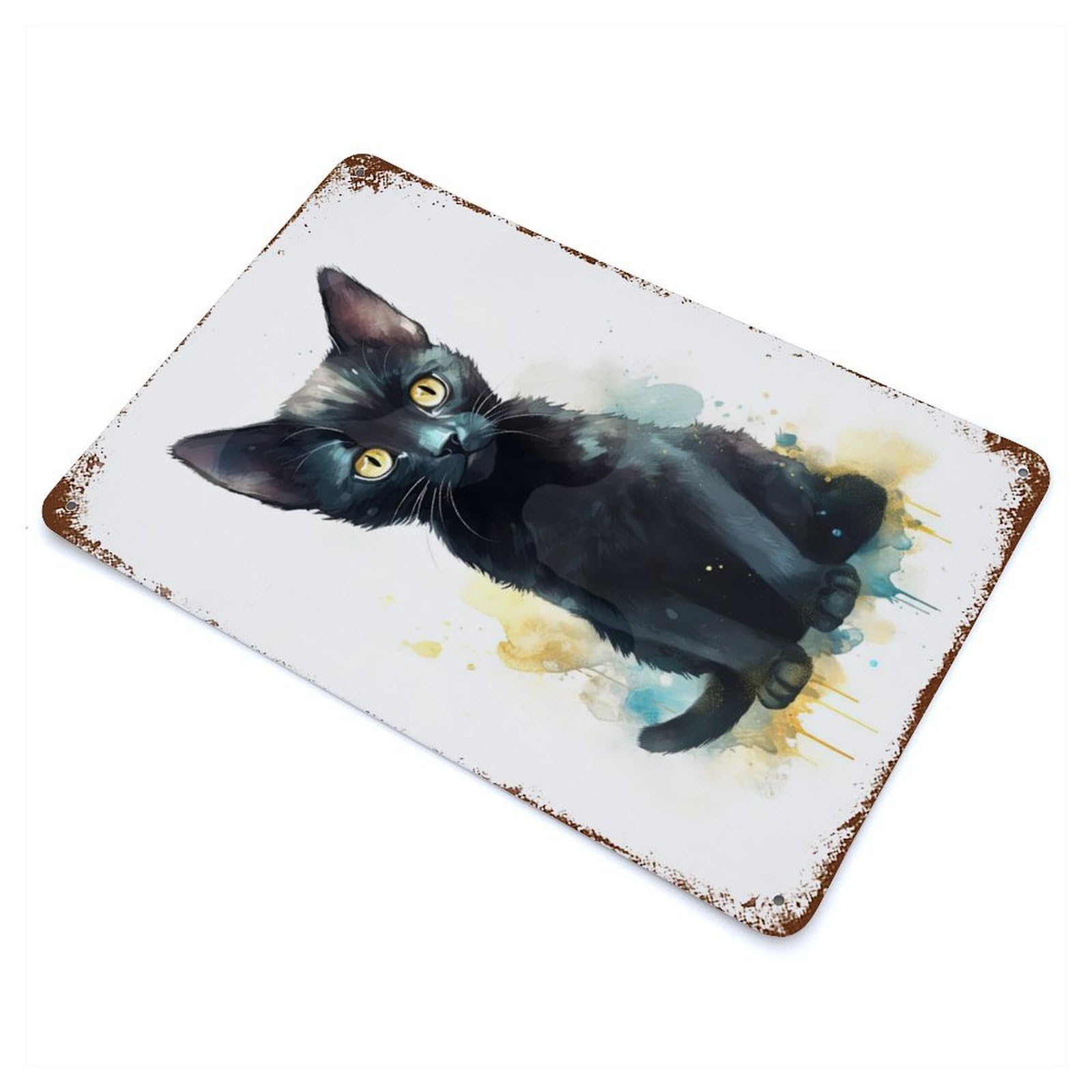 Rust Effect Watercolor Bombay Cat Baby Distressed Metal Wall Sign 11.8"x7.9", Decorative Metal Wall Art for Living Room, Hallway And Home Decor