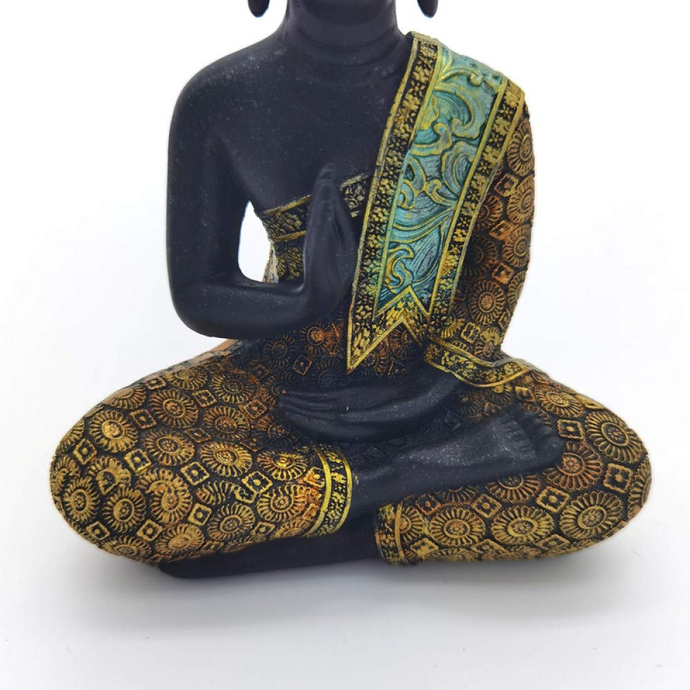 VVW&LIU 2020 Estatua de Buda 16 cm 20 cm Escultura de Buda Resina Verde Hecho a Mano Budismo estatuilla meditación decoración del hogar, 16 CM