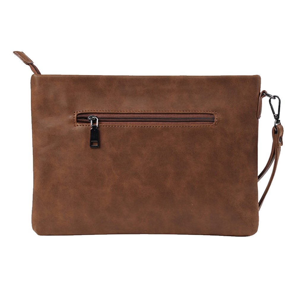 Aideal Pochette Uomo da Polso Pelle sintetica, Multifunzione Borsetta Portacellulare a Mano Marrone Sacchetto Portatile per Ufficio/Lavoro/Shopping