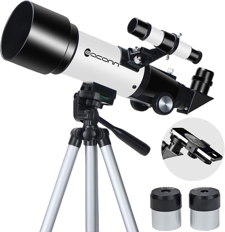 Telescopes, Telescope for Kids and Adults Beginners, 70mm Aperture 400mm Focus Length Refractor Travel Telescope with AZ Mount for Observe The Moon and Landscape