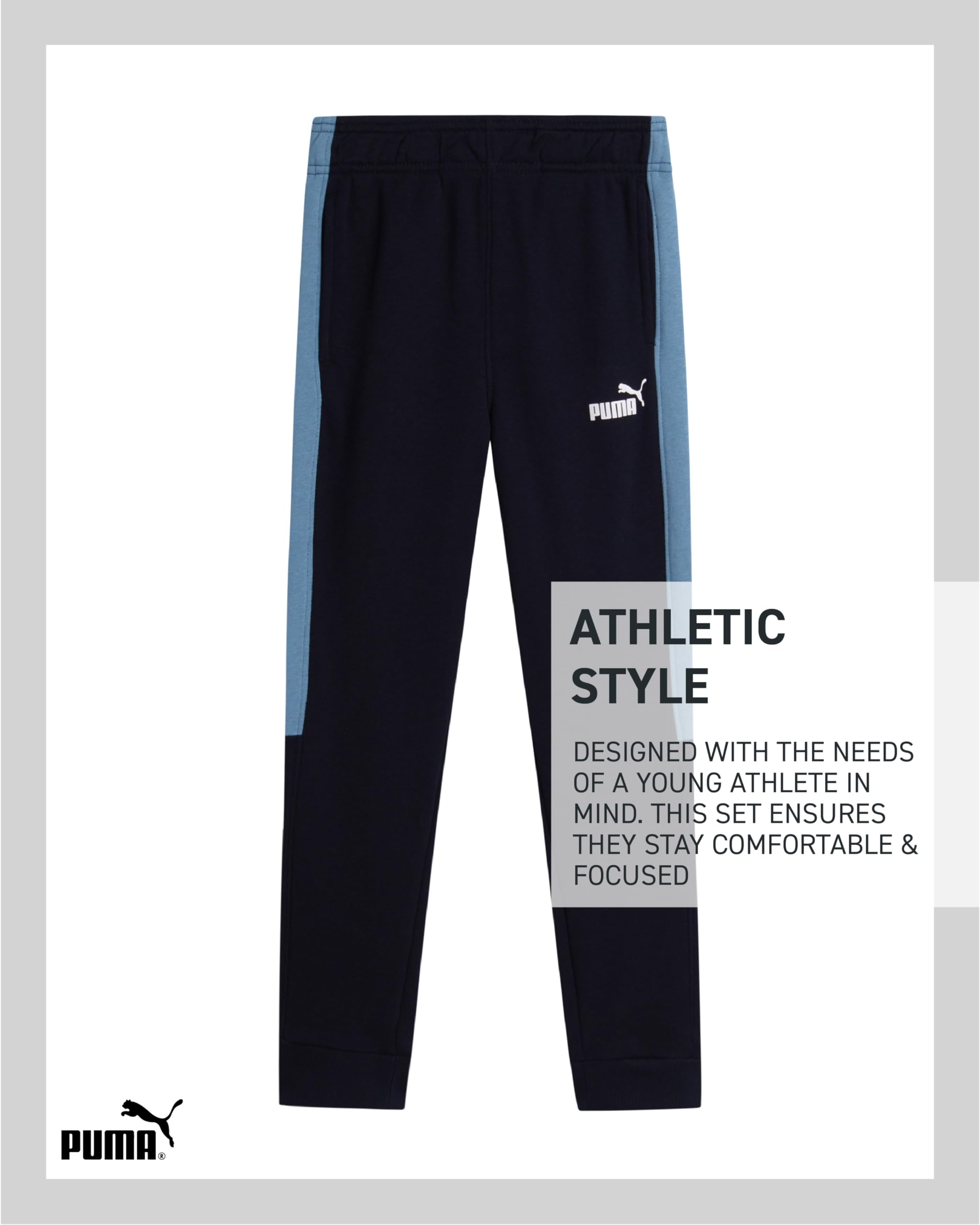 PUMA Jungen-Sweatanzug-Set – 3-teiliges Kapuzenpulli mit Reißverschluss, grafisches T-Shirt und athletische Fleece-Jogginghose für Jungen (8–16)