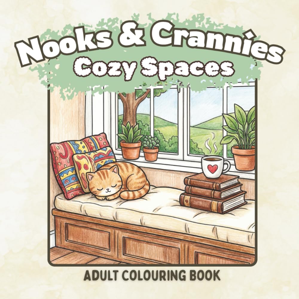 Nooks & Crannies: A Cozy Spaces Adult Colouring Book: 40 Cozy Kawaii Scenes of Home Life for Relaxation and Mindfulness