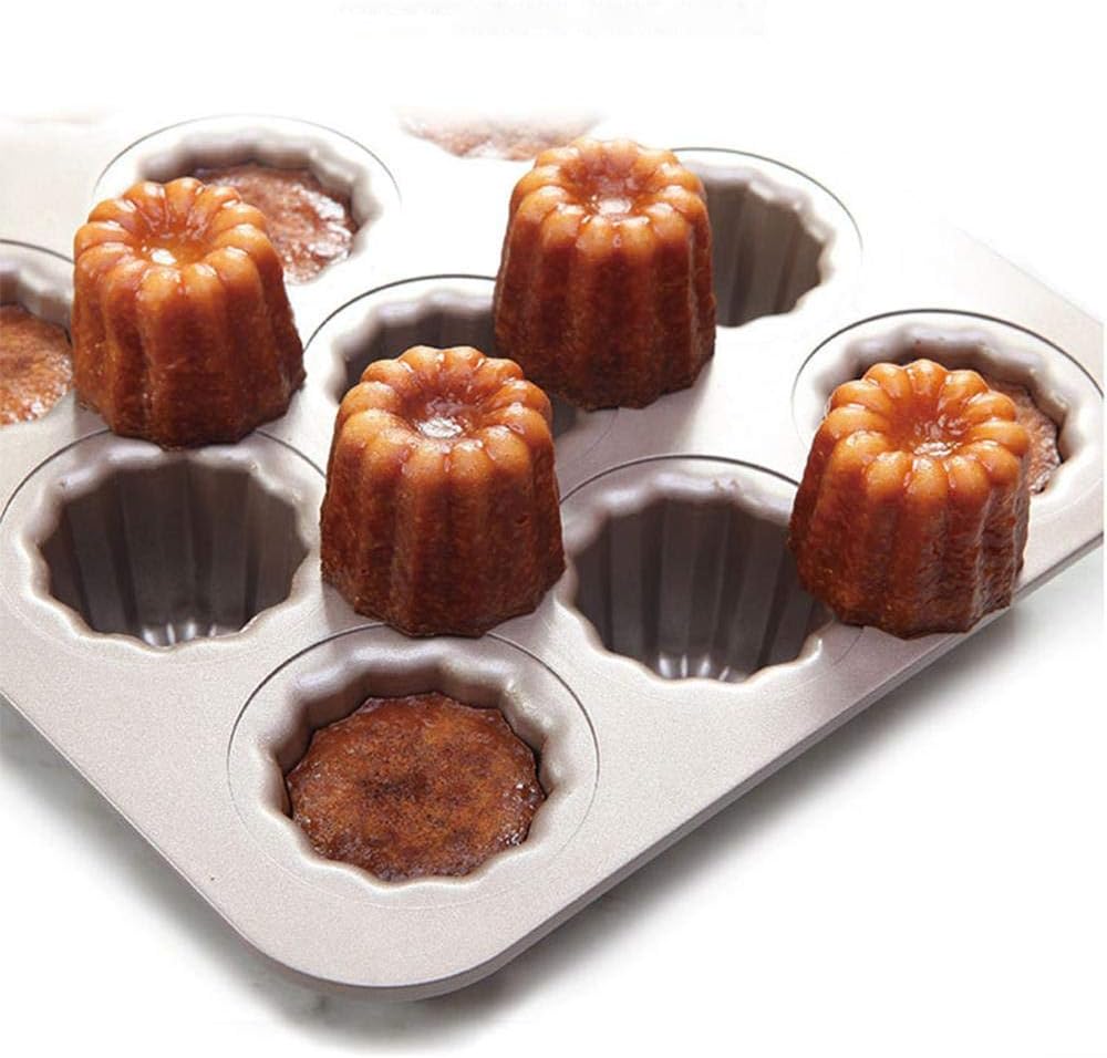 NewideaxCanele Mold Muffin Tins Non Stick 12 Cup for Baking Cake