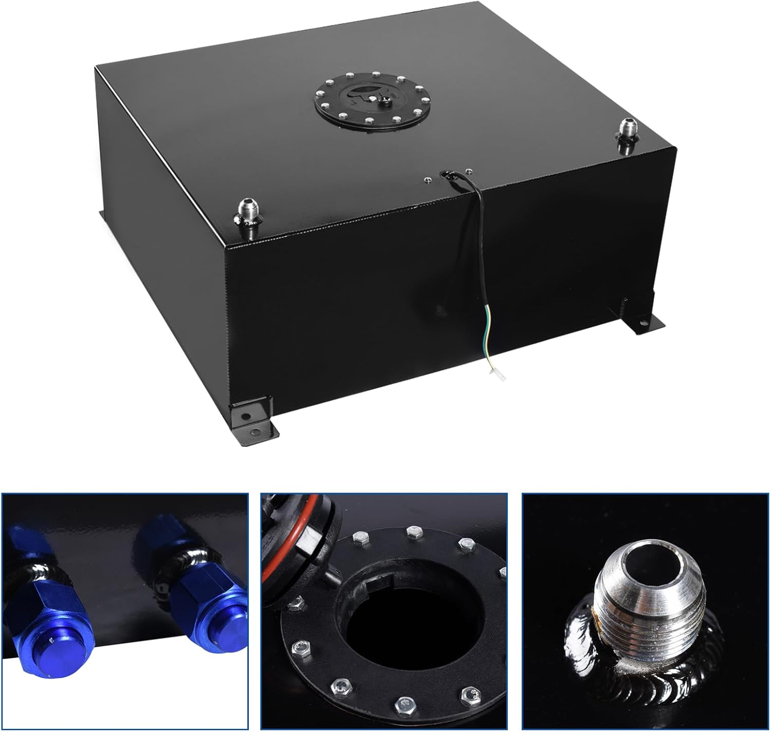 20 Gallon Fuel Cell Fuel Tank 80L Universal Aluminum Racing Street Drift Strip Fuel Gas Tank with Level Sensor - Black