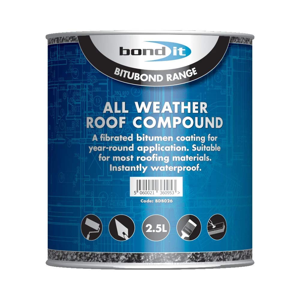 BondIt All weather roofing compound 2.5 litre waterproof coating for common roofing BondIt All weather roofing compound 2.5 litre waterproof coating for common roofing