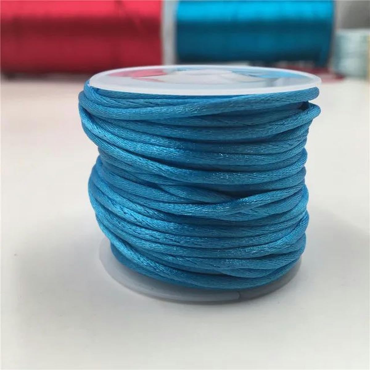 2 mm 10-225 metros/rollo Nudo chino Cordón de satén Trenzado Seda Macramé Cuerda Hilo Alambre DIY Pulseras Hacer hallazgos Rebordear-Rojo azul 365-250 yardas rollo